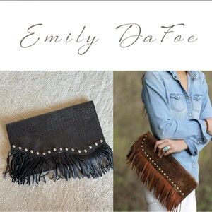 E.R. Leather Goods Fringe Leather Clutch